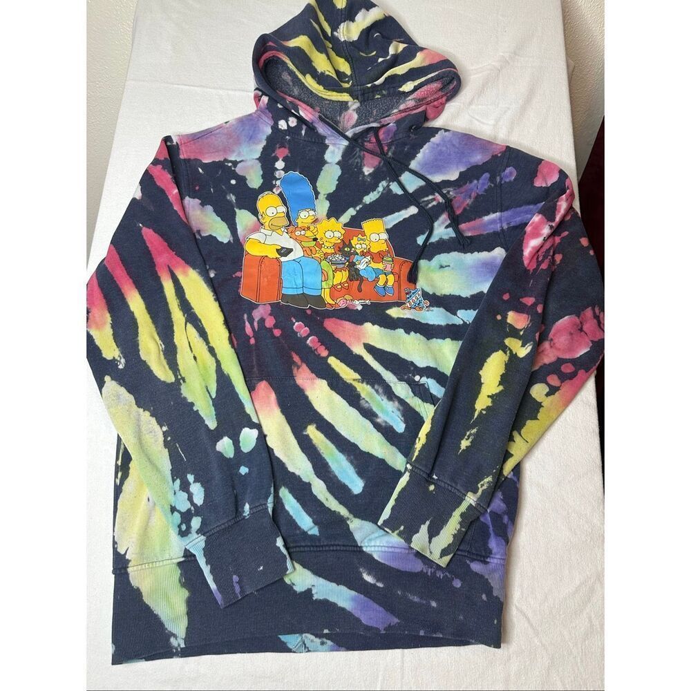 Mad Engine Mens Multicolor Matt Groening The Simpsons Tie Dye Pullover Hoodie XL